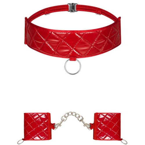 Obsessive - Set de Esposas y Choker Rojas Hunteria