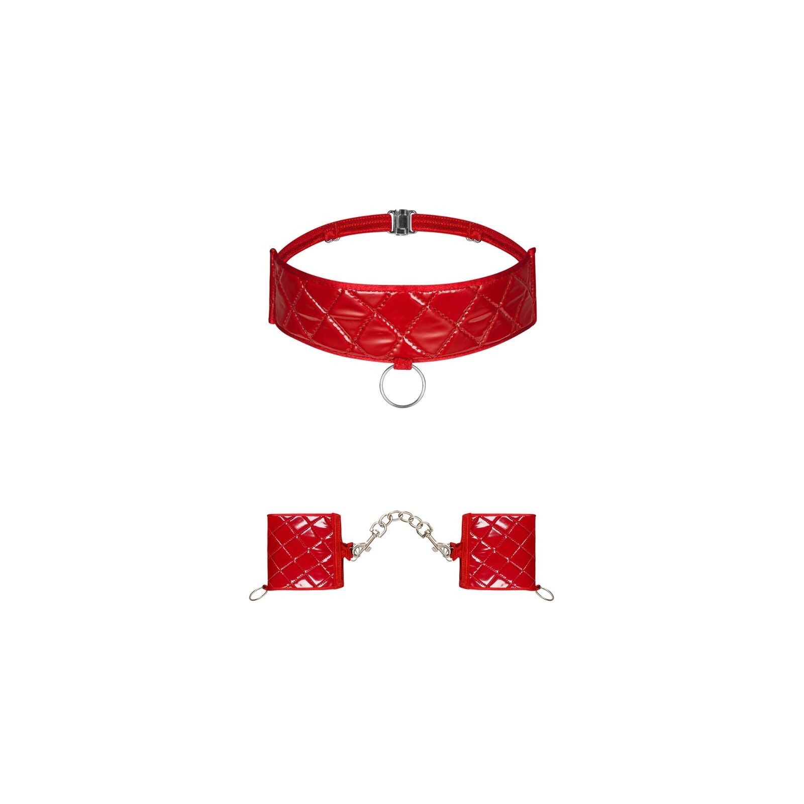 Obsessive - Set de Esposas y Choker Rojas Hunteria