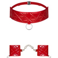 Obsessive - Set de Esposas y Choker Rojas Hunteria