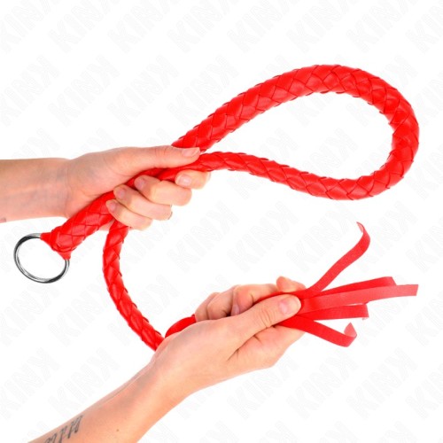 Kink Snake Whip with Hand Ring Red 65cm