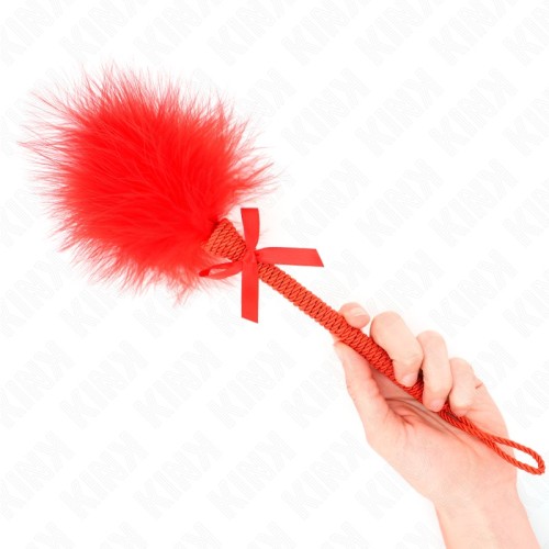 Kink Nylon Whip with Feathers and Red Bow