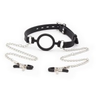 Ring Gag with Clamps and Chains