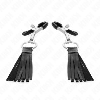 Kink Nipple Clamps with Faux Leather Tassels - Sensational Pleasure