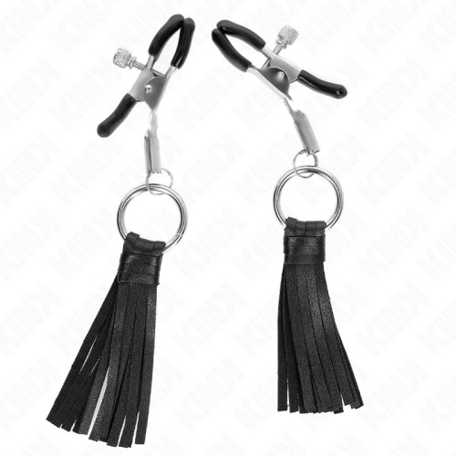 Kink Nipple Clamps with Faux Leather Tassels - Sensational Pleasure