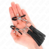 Kink Nipple Clamps with Faux Leather Tassels - Sensational Pleasure