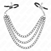 Kink Pinzas Para Pezones Con Triple Cadena Negro 20/23/28 Cm