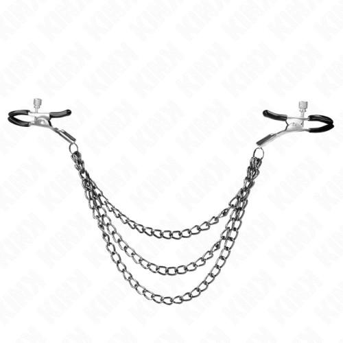 Kink Nipple Clamps Triple Chain Black 20/23/28 cm