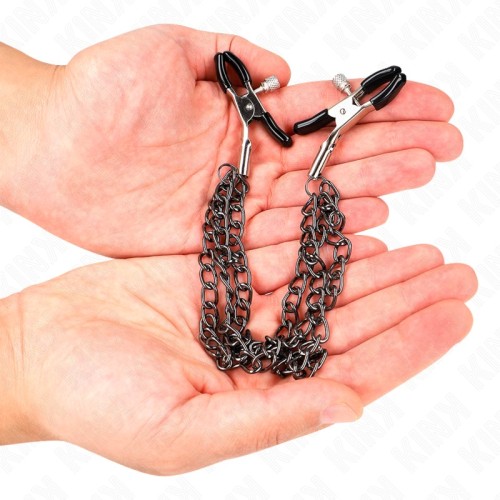 Kink Nipple Clamps Triple Chain Black 20/23/28 cm