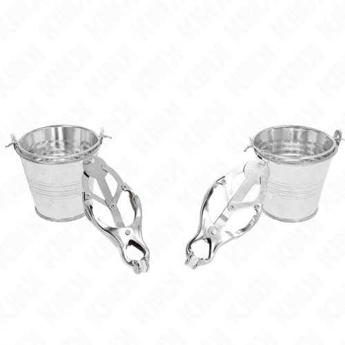 Kink Japanese Nipple Clamps with Silver Cubes - BDSM Essentials