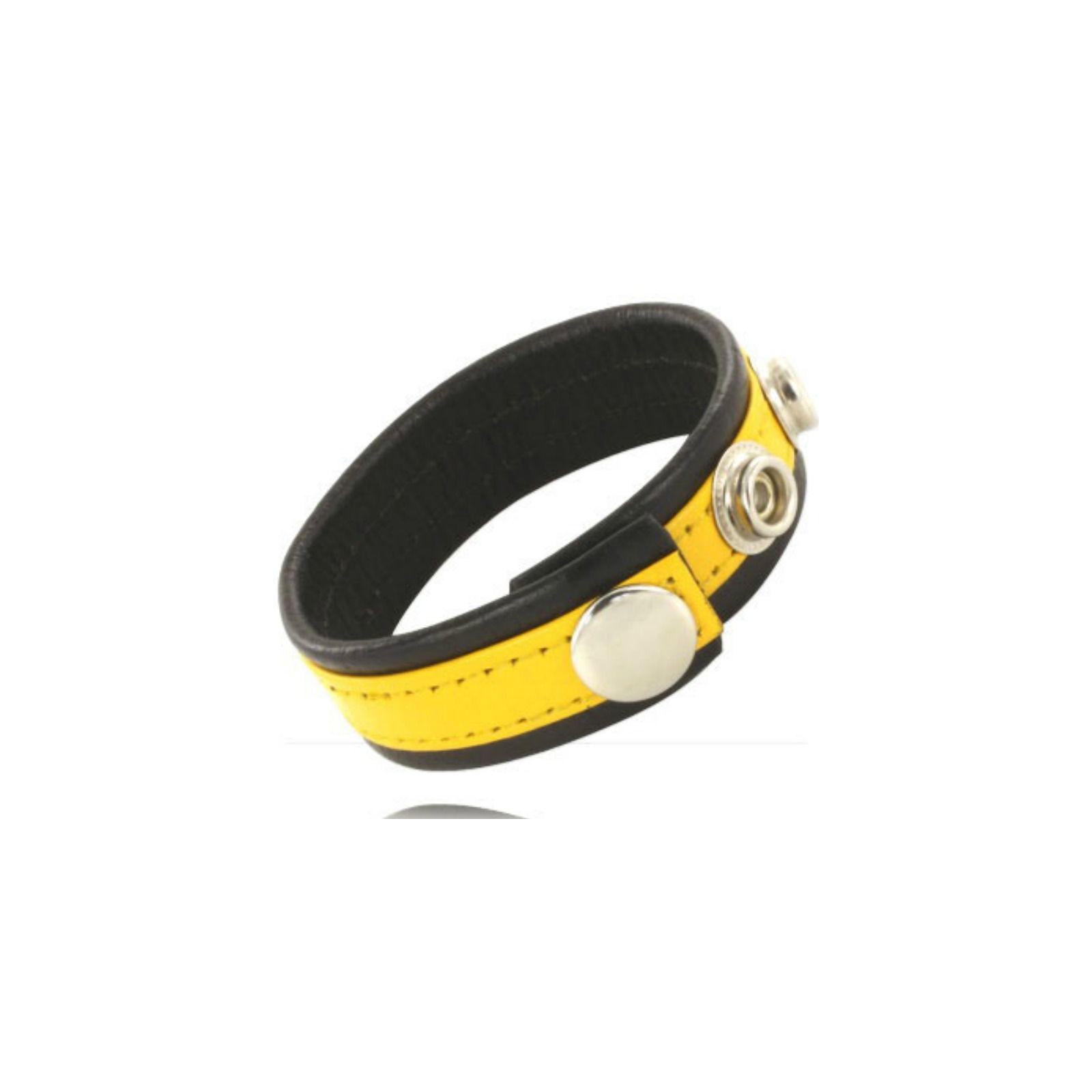 Adjustable Yellow-Black Leather Penis Strap