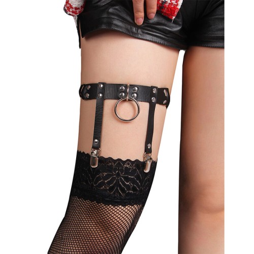 Sublime Adjustable Black Leather Punk Garter | Bold and Beautiful