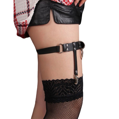 Sublime Adjustable Black Leather Punk Garter | Bold and Beautiful