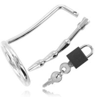 Testicle Ring with Urethral Plug Chastity - BDSM