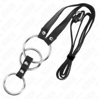 Kink Triple Metal Cock Ring with Leather Belt - Ultimate Pleasure