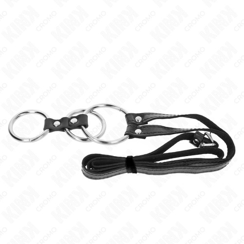 Kink Triple Metal Cock Ring with Leather Belt - Ultimate Pleasure