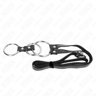 Kink Triple Metal Cock Ring with Leather Belt - Ultimate Pleasure