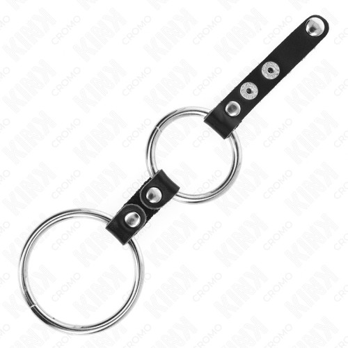 Kink Double Penis Ring with Leather Connection