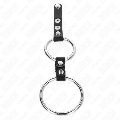 Kink Double Penis Ring with Leather Connection