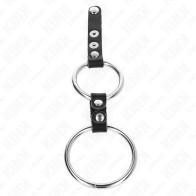 Kink Double Penis Ring with Leather Connection