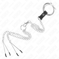 Kink Adjustable Triple Metal Penis Ring with Chain