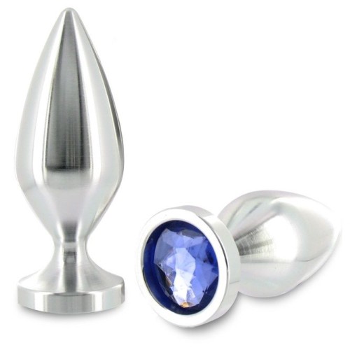 Medium Aluminum Anal Plug with Crystal 8.89cm