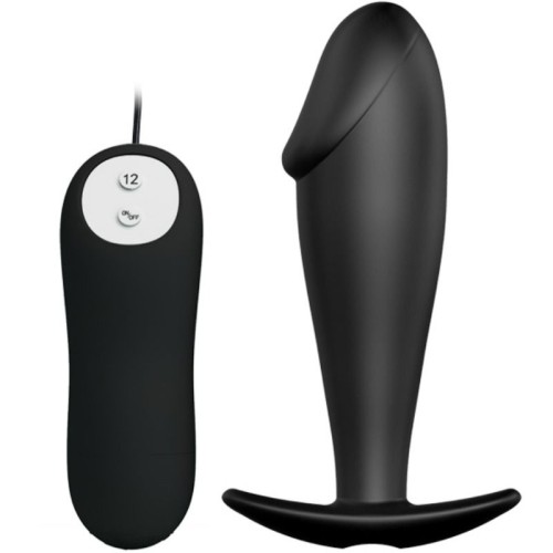 Pretty Love Black Silicone Anal Plug 12 Vibration Modes