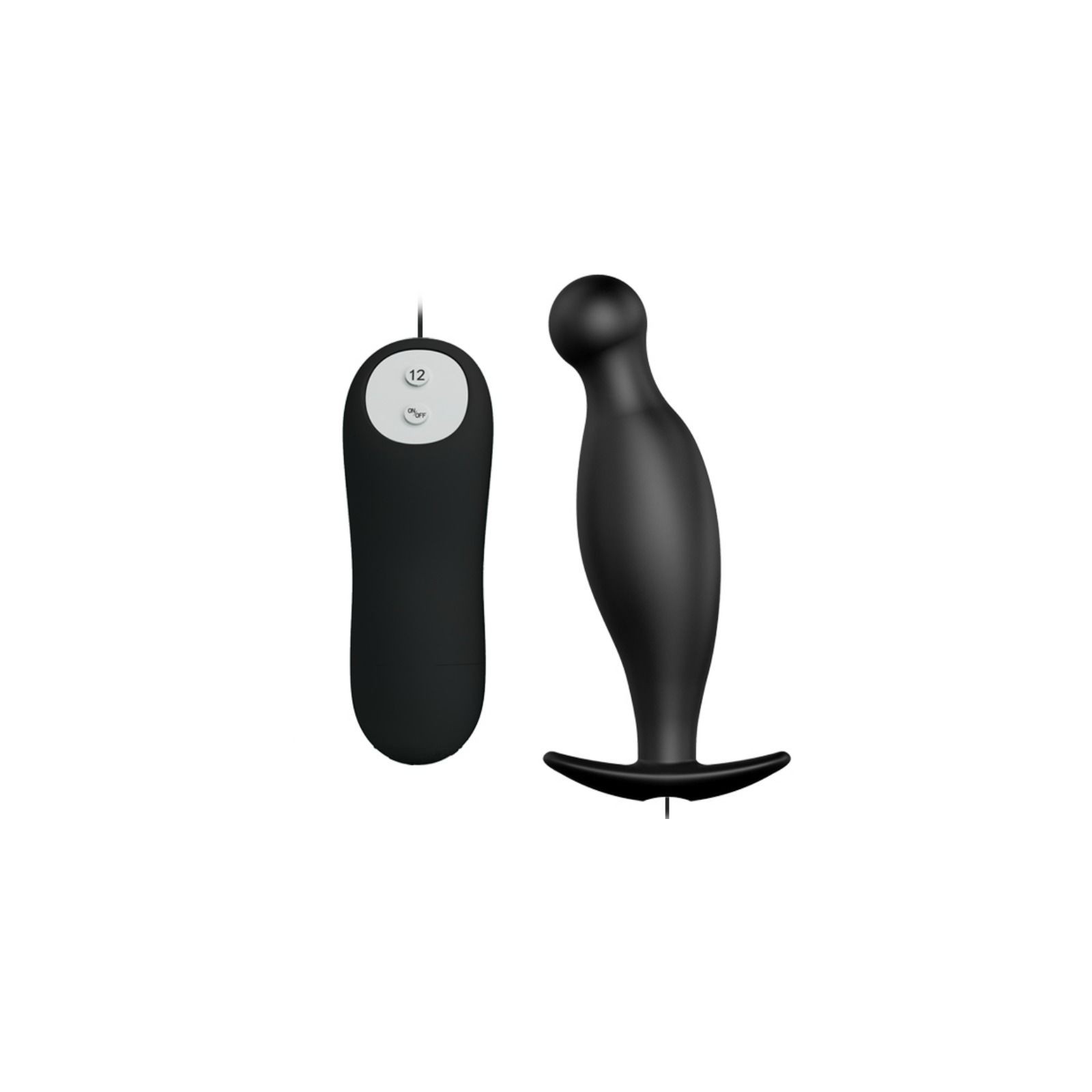 12-Mode Black Silicone Anal Plug for Pleasure