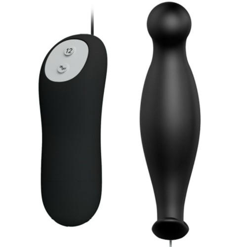 12-Mode Black Silicone Anal Plug for Pleasure