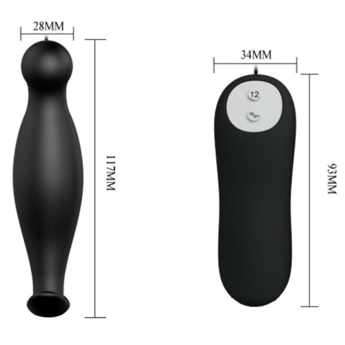 12-Mode Black Silicone Anal Plug for Pleasure