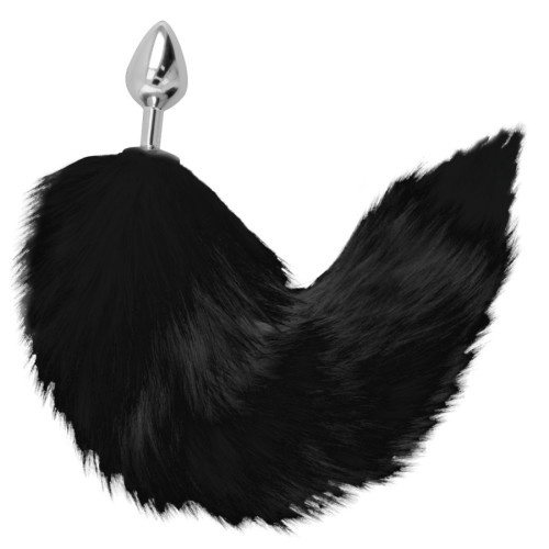 Silver Anal Plug with Black Tail - Elevate Your Play