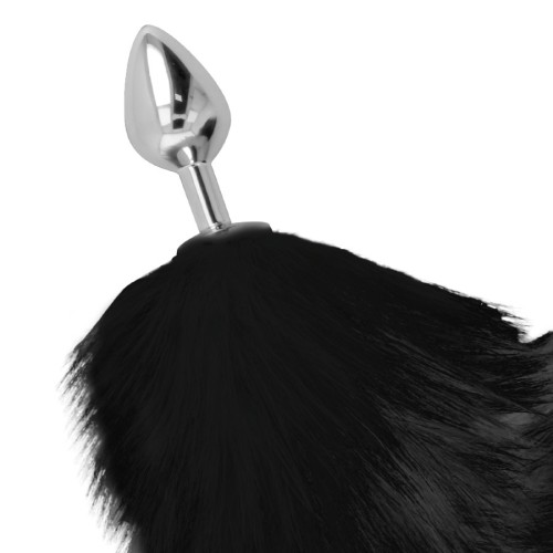 Silver Anal Plug with Black Tail - Elevate Your Play