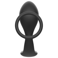 Anal Plug with Ring - Black Silicone