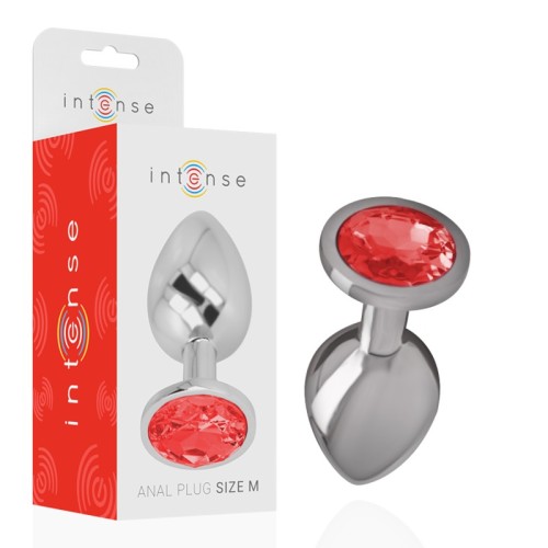 Intense Metal Anal Plug with Red Crystal - Glamorous and Comfortable