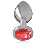 Plug Anal Metal Con Cristal Rojo Talla M - Glamuroso y Cómodo