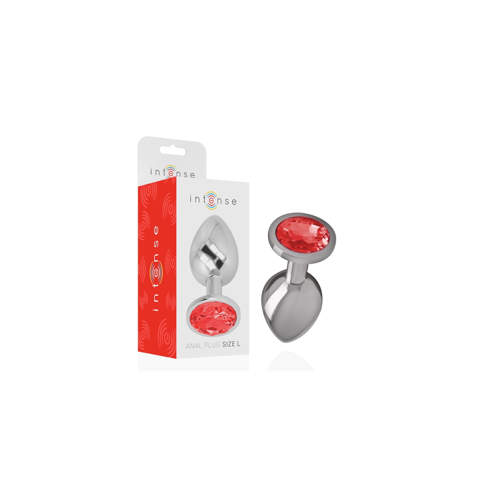 Intense - Plug Anal Metal Aluminio Con Cristal Rojo - Placer Lujoso