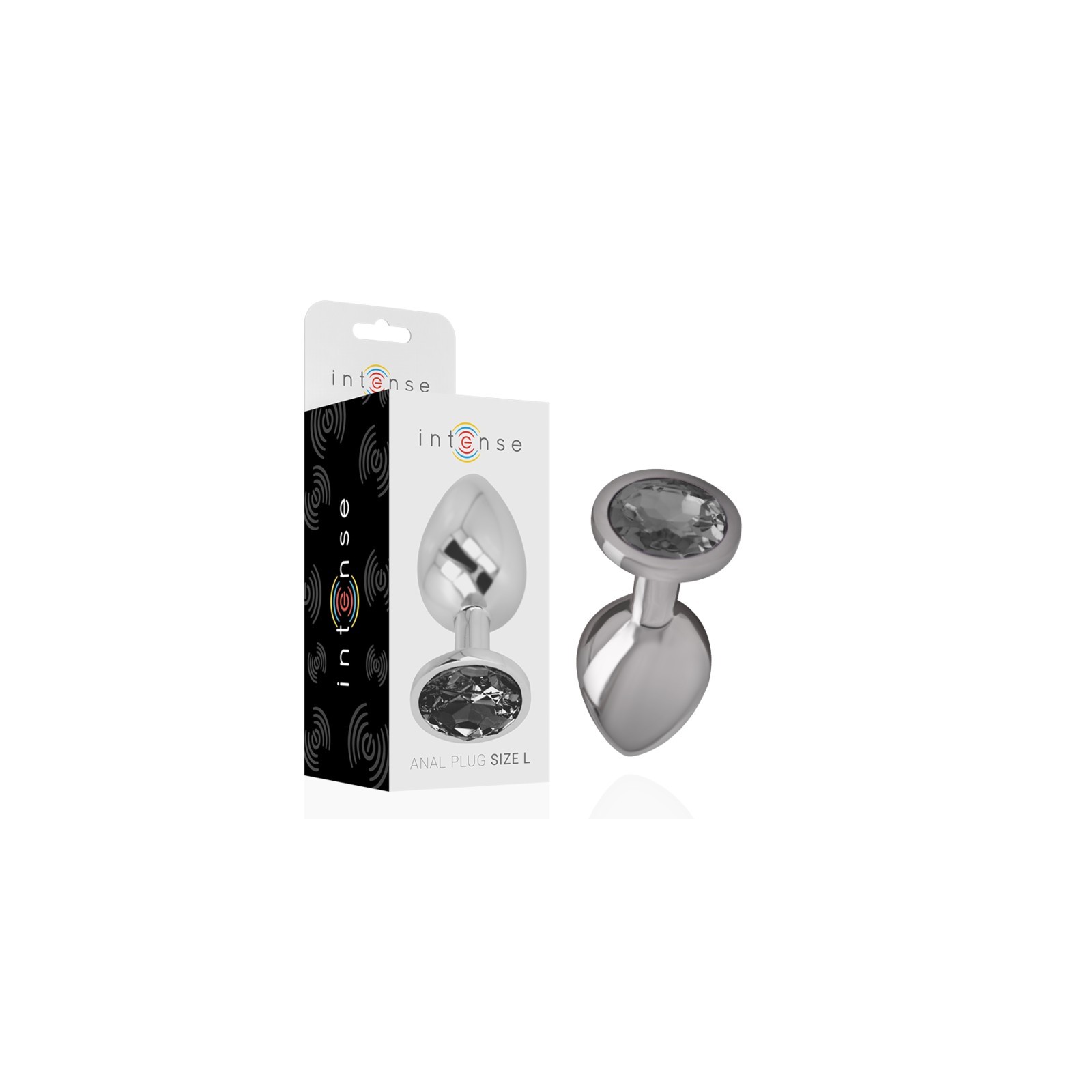 Intense - Plug Anal Metal Aluminio Con Cristal Negro Talla L