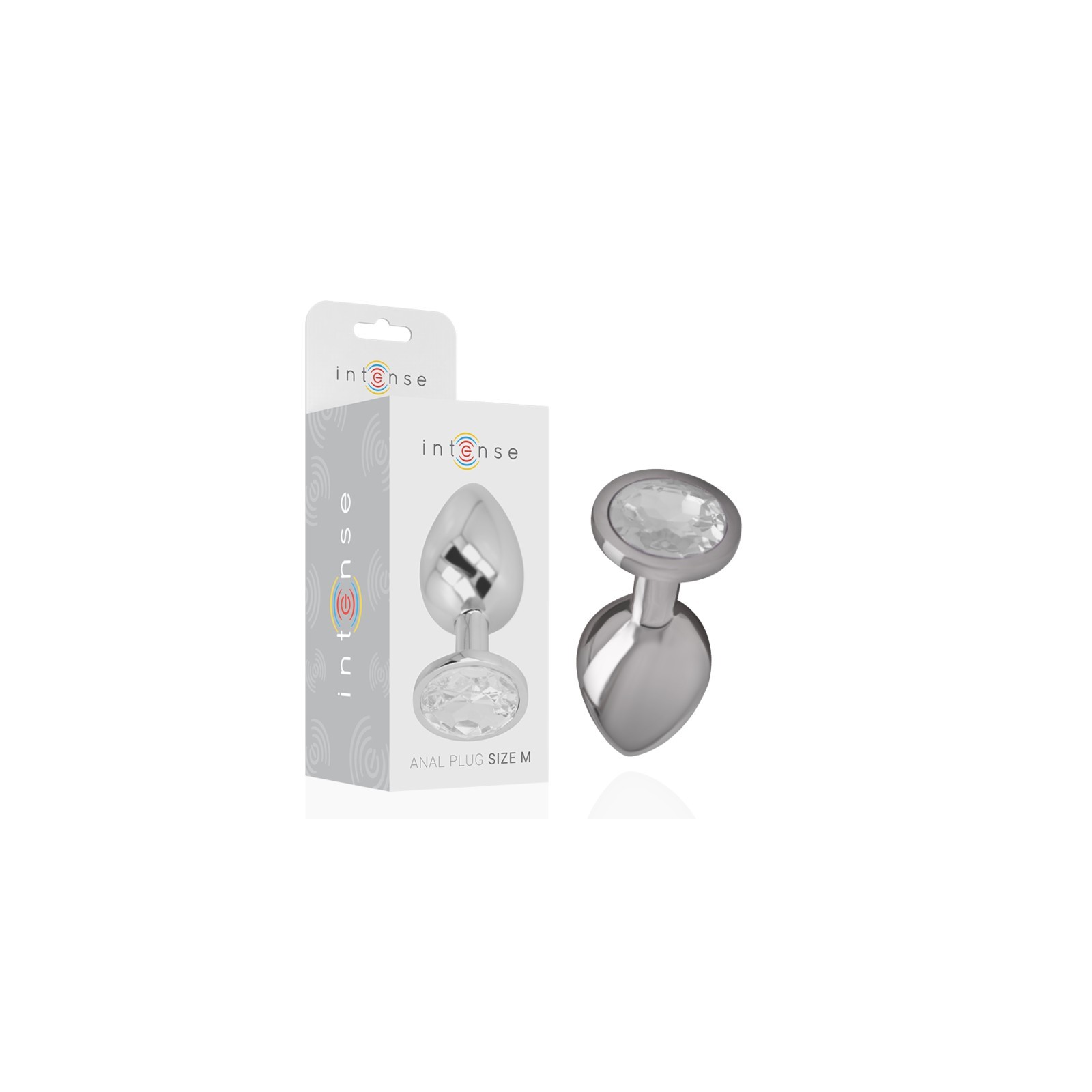 Intense - Plug Anal Metal Aluminio Con Cristal Plata Talla M