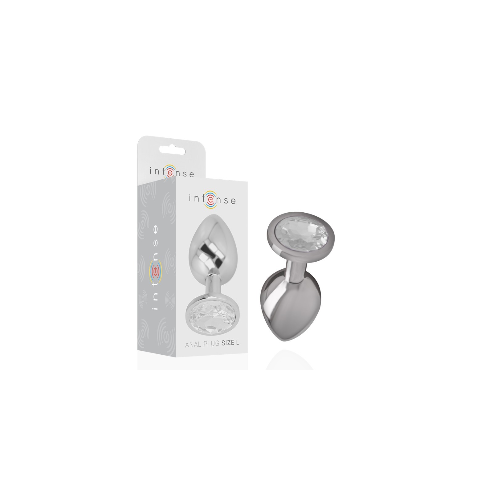 Intense - Plug Anal Metal Aluminio Con Cristal Plata Talla L