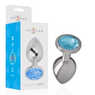 Intense Metal Anal Plug with Blue Crystal - Elegant Design