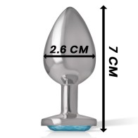 Intense Metal Anal Plug with Blue Crystal - Elegant Design