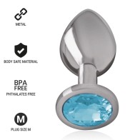 Intense Aluminum Metal Anal Plug with Blue Crystal Size M