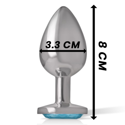 Intense Aluminum Metal Anal Plug with Blue Crystal Size M