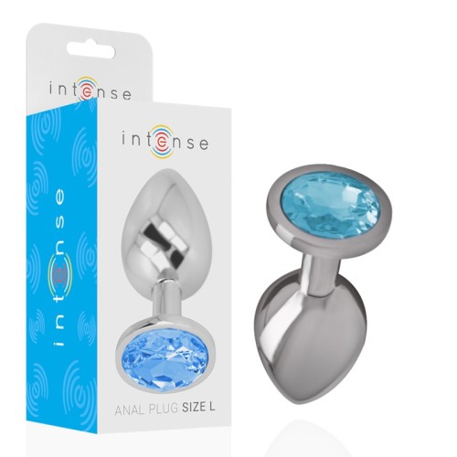 Intense Plug Anal Metal Aluminio Con Cristal Azul Talla L