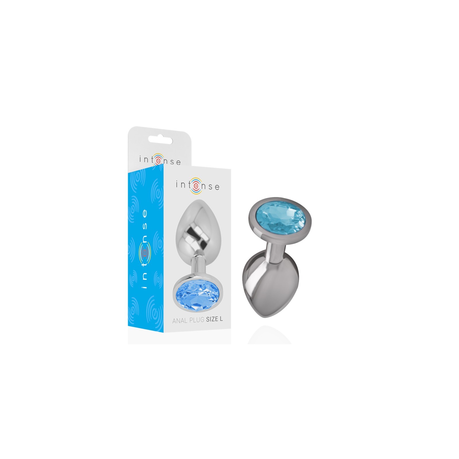 Intense Plug Anal Metal Aluminio Con Cristal Azul Talla L