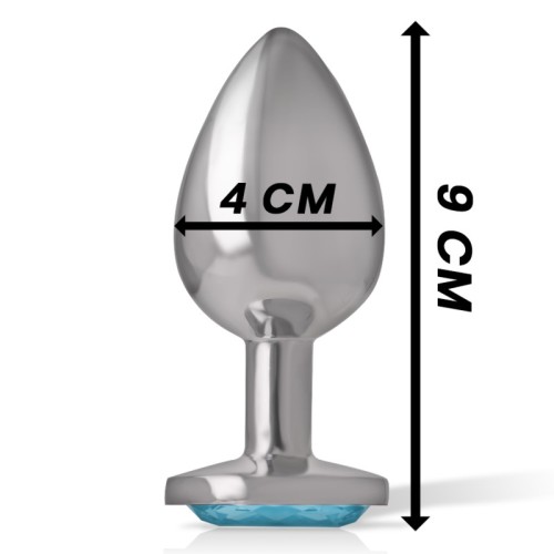 Intense Large Metal Anal Plug with Blue Crystal