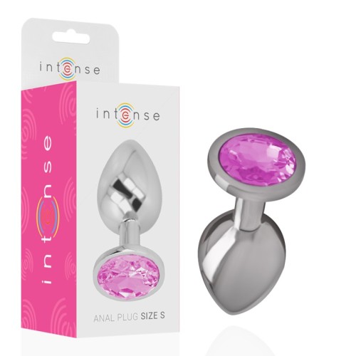 Intense Metal Aluminum Plug with Pink Crystal Size S