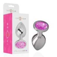 Intense - M Aluminum Anal Plug with Pink Crystal - Glamorous Pleasure