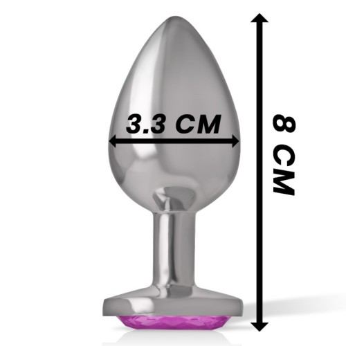 Intense - Plug Anal Aluminio con Cristal Rosa Talla M - Placer Glamuroso