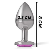 Intense - M Aluminum Anal Plug with Pink Crystal - Glamorous Pleasure