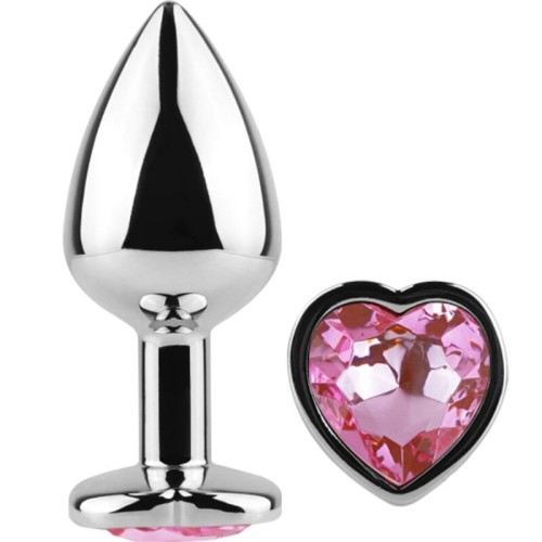 Plug Anal Metal Corazón Fucsia Talla S 7 Cm - Exploración Juguetona